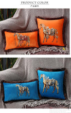 Load image into Gallery viewer, Unique Designed European American Luxury Printed Polyester Cushion Cover Horse printed Lumbar Cover Tassel Edge Modern Throw Pillow Covers Square Decorative Set Cushion Covers For Home Bed Couch Sofa Bench