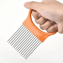 Load image into Gallery viewer, Unique Style 1PC Stainless Steel Onion Needle Onion Holder Handheld Simple Slicer Fruit Vegetable Cutter Potato Kitchen Tool Bar Accessories
