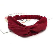 将图片加载到图库查看器,Unique Style Women's Soft Solid Print Headbands Vintage Cross Knot Elastic Hairbands Bandanas Girls Hair Bands Hair Accessories