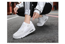 将图片加载到图库查看器,Unisex Air Cushion Sneakers Men's Colorful Casual Fashion Jogging Sneakers Outdoor Sports Sneakers Lace Up Unisex Walk Women's Air Athletic Running Sneakers