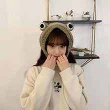 Load image into Gallery viewer, Unisex Balaclava Monster Shrek Hat Wool Winter Knitted Hats Green Party Funny Beanie Skellies Cap for Women Men Pure Handmade Neckerchief with Drawstring Soft Balaclava Pullover Knitted Beanie for Adults Men Women Ski Caps