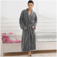 将图片加载到图库查看器,Unisex Comfortable Fleece Soft Bathrobes Elegant Sleepwear For Men And Women Winter Indoor Warm Bathrobe