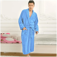 将图片加载到图库查看器,Unisex Comfortable Fleece Soft Bathrobes Elegant Sleepwear For Men And Women Winter Indoor Warm Bathrobe