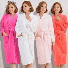 将图片加载到图库查看器,Unisex Comfortable Fleece Soft Bathrobes Elegant Sleepwear For Men And Women Winter Indoor Warm Bathrobe