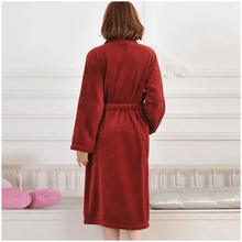 将图片加载到图库查看器,Unisex Comfortable Fleece Soft Bathrobes Elegant Sleepwear For Men And Women Winter Indoor Warm Bathrobe