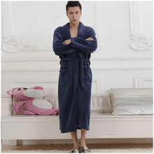 将图片加载到图库查看器,Unisex Comfortable Fleece Soft Bathrobes Elegant Sleepwear For Men And Women Winter Indoor Warm Bathrobe