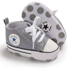 Load image into Gallery viewer, Unisex High Top Sneaker Soft Anti-Slip Sole Newborn Infant Denim Shoes