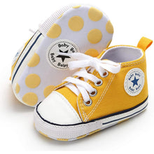 Load image into Gallery viewer, Unisex High Top Sneaker Soft Anti-Slip Sole Newborn Infant Denim Shoes
