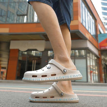 将图片加载到图库查看器,Unisex Summer Casual Sandals Breathable Flats Lightweight Comfortable Slip-on Water Clogs Shoes Slippers Lightweight Beach Outdoor Shoes For Men And Women