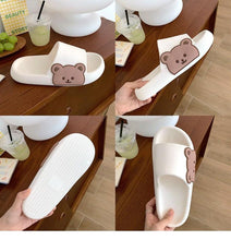 将图片加载到图库查看器,Unisex Summer Slippers Beach Slides Flip Flops Bear Thick Soled Boys Girls Bathroom Shoes Slides Sandals With Thick Sole Non-Slip Beach Pool Slides Open Toe Style Outdoor Slippers For Men And Women