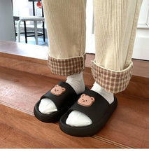 将图片加载到图库查看器,Unisex Summer Slippers Beach Slides Flip Flops Bear Thick Soled Boys Girls Bathroom Shoes Slides Sandals With Thick Sole Non-Slip Beach Pool Slides Open Toe Style Outdoor Slippers For Men And Women
