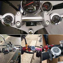 将图片加载到图库查看器,Universal 7/8" Waterproof Chrome Motorcycle Bike Handlebar Mount Quartz Clock Motorcycle Handlebar Clock, Motorcycle Modification Handlebar Mount Waterproof Quartz Clock Watch Accessories Watch Aluminum Luminous Clock Moto Black