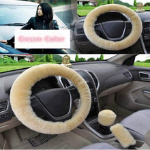 将图片加载到图库查看器,Universal Cute and Stylish Fluffy Fur Steering Wheel Cover Steering-wheel Plush Car Steering Wheel Warm Soft Fur Fuzzy Steering Wheel Covers Winter Faux fur Hand Brake & Gear Cover Set Car Interior Accessories Fuzzy Steering Wheel Cover for Women