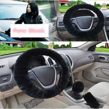 将图片加载到图库查看器,Universal Cute and Stylish Fluffy Fur Steering Wheel Cover Steering-wheel Plush Car Steering Wheel Warm Soft Fur Fuzzy Steering Wheel Covers Winter Faux fur Hand Brake & Gear Cover Set Car Interior Accessories Fuzzy Steering Wheel Cover for Women