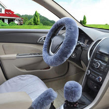 将图片加载到图库查看器,Universal Cute and Stylish Fluffy Fur Steering Wheel Cover Steering-wheel Plush Car Steering Wheel Warm Soft Fur Fuzzy Steering Wheel Covers Winter Faux fur Hand Brake & Gear Cover Set Car Interior Accessories Fuzzy Steering Wheel Cover for Women