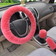 将图片加载到图库查看器,Universal Cute and Stylish Fluffy Fur Steering Wheel Cover Steering-wheel Plush Car Steering Wheel Warm Soft Fur Fuzzy Steering Wheel Covers Winter Faux fur Hand Brake & Gear Cover Set Car Interior Accessories Fuzzy Steering Wheel Cover for Women