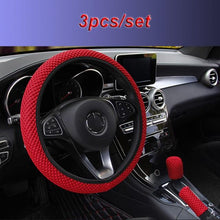 将图片加载到图库查看器,Universal Ice Silk Steering Wheel Cover Wear-resistant Anti-slip Car Accessories Microfiber Breathable Ice Silk Steering Wheel Cover Gear Handbrake Breathable Anti-Slip Warm Steering Wheel Cover Winter Cool Summer Cover Interior