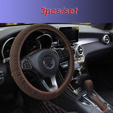 将图片加载到图库查看器,Universal Ice Silk Steering Wheel Cover Wear-resistant Anti-slip Car Accessories Microfiber Breathable Ice Silk Steering Wheel Cover Gear Handbrake Breathable Anti-Slip Warm Steering Wheel Cover Winter Cool Summer Cover Interior