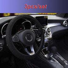 将图片加载到图库查看器,Universal Ice Silk Steering Wheel Cover Wear-resistant Anti-slip Car Accessories Microfiber Breathable Ice Silk Steering Wheel Cover Gear Handbrake Breathable Anti-Slip Warm Steering Wheel Cover Winter Cool Summer Cover Interior