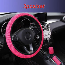 将图片加载到图库查看器,Universal Ice Silk Steering Wheel Cover Wear-resistant Anti-slip Car Accessories Microfiber Breathable Ice Silk Steering Wheel Cover Gear Handbrake Breathable Anti-Slip Warm Steering Wheel Cover Winter Cool Summer Cover Interior