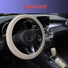 将图片加载到图库查看器,Universal Ice Silk Steering Wheel Cover Wear-resistant Anti-slip Car Accessories Microfiber Breathable Ice Silk Steering Wheel Cover Gear Handbrake Breathable Anti-Slip Warm Steering Wheel Cover Winter Cool Summer Cover Interior