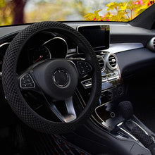 将图片加载到图库查看器,Universal Ice Silk Steering Wheel Cover Wear-resistant Anti-slip Car Accessories Microfiber Breathable Ice Silk Steering Wheel Cover Gear Handbrake Breathable Anti-Slip Warm Steering Wheel Cover Winter Cool Summer Cover Interior