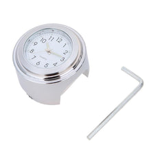 Load image into Gallery viewer, Universal Waterproof 7/8 Motorcycle Bike Handlebar Mount Clock Watch Quartz Watch Motorcycle Handlebar Mount Watch Dial Clock Universal Waterproof Silver Tone Clock Aluminum Luminous Clock For Motorbike