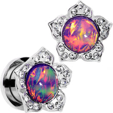 Load image into Gallery viewer, Purple Faux Opal Wild Flower Screw Fit Tunnel Plug Set 0G to 1"