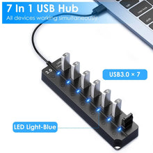 Load image into Gallery viewer, USB 3.0 HUB 7 Ports High Speed 5Gbps USB Splitter