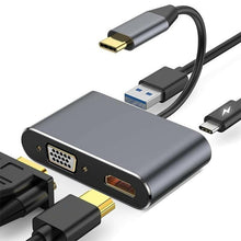 将图片加载到图库查看器,USB C to HDMI 4K VGA Adapter Compatible VGA USB C 3.0 Hub Adapter Charging Power PD Port Compatible For TV Laptop Projector
