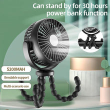 Load image into Gallery viewer, USB Desktop Folding Fan Outdoor Baby Stroller Handheld Fan Summer Mute Small Multifunctional Octopus Mini Fan Flexible Tripod for Stroller Student Bed Desk Bike Crib Car Rides USB or Battery Powered Safe Quiet and Long Lasting Fan