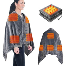 Load image into Gallery viewer, USB Heated Blanket Poncho Shawl Wrap Throw with Zipper Washable