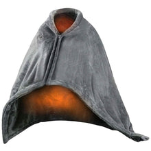 Load image into Gallery viewer, USB Heated Blanket Poncho Shawl Wrap Throw with Zipper Washable