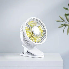 Load image into Gallery viewer, USB Mini Fan Mini Student Class Dormitory Quiet Office Desktop Clip Charging Fan Ultra Long Range Silent Clip Fan Rechargeable Fan with 3 Speeds Strong Clamp 360°Rotate Personal Fan for Office Home