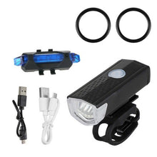 Load image into Gallery viewer, USB Rechargeable 3 Mode Bicycle Front Light Lamp Bike Headlight Cycling LED Powerful Bicycle Front Headlight Waterproof Bike Headlight End Tail Light Set 300 Lumen