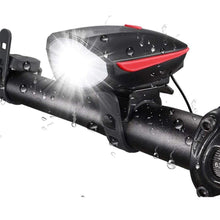 Load image into Gallery viewer, USB Rechargeable LED Display Light Bike Front Light Headlights Electric Horn Bell Cycling Rainproof Flashlight Waterproof Bicycle Lights With Horn Bike Lights For Road Electric Scooter And Mountain Bike Night Safety Flashlight