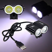 将图片加载到图库查看器,USB Waterproof Bike Light LED Front Bicycle Headlight Dual Lamps Super Bright LED Cycling Bike Light Front Headlight 4 Modes Bikelight Headlamp Rechargeable USB Led Lamp 8000LM