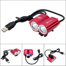 将图片加载到图库查看器,USB Waterproof Bike Light LED Front Bicycle Headlight Dual Lamps Super Bright LED Cycling Bike Light Front Headlight 4 Modes Bikelight Headlamp Rechargeable USB Led Lamp 8000LM