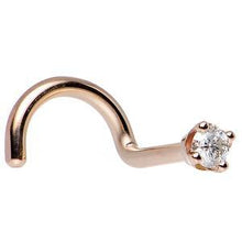 Load image into Gallery viewer, 14K Rose Gold 2mm Genuine Diamond Nose Ring