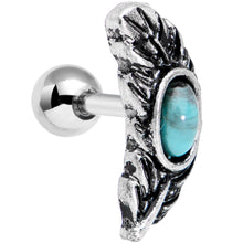 Load image into Gallery viewer, 1/4 Blue Faux Turquoise Southwestern Feather Cartilage Tragus Earring