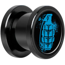 Load image into Gallery viewer, Blue Grenade Black Anodized Screw Fit Plug Set 00G