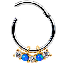 Load image into Gallery viewer, 16G 5/16 Blue Synthetic Opal Dazzle Hinged Segment Ring