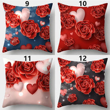 Load image into Gallery viewer, Valentines Day Red Heart And Flowers Pillow Cover Decorative Cushion Case Home Decor Sofa Couch Bedroom Car Flower Pillow Covers Love Pillow Covers Decorative Linen Square Throw Pillow Covers Couple Cushion Cases Home Decor for Sofa Bedroom Car 45x45cm
