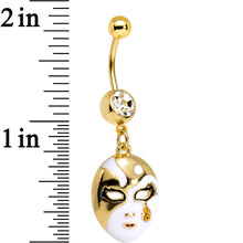 Load image into Gallery viewer, Clear Gem Gold PVD Black Teardrop Masquerade Mask Dangle Belly Ring