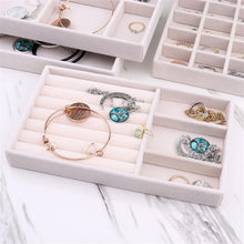 Load image into Gallery viewer, Velvet Jewelry Tray Handicraft Accessories Storage Ring Earring Necklace Finished Product Display Box Grey Beige Organizer Jewelry Storage Organizer Drawer Tray for Necklaces, Rings, Bracelets and Earrings