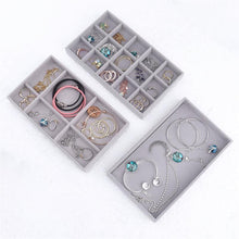Load image into Gallery viewer, Velvet Jewelry Tray Handicraft Accessories Storage Ring Earring Necklace Finished Product Display Box Grey Beige Organizer Jewelry Storage Organizer Drawer Tray for Necklaces, Rings, Bracelets and Earrings