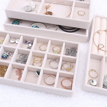 Load image into Gallery viewer, Velvet Jewelry Tray Handicraft Accessories Storage Ring Earring Necklace Finished Product Display Box Grey Beige Organizer Jewelry Storage Organizer Drawer Tray for Necklaces, Rings, Bracelets and Earrings