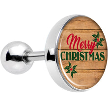 Load image into Gallery viewer, 16G 1/4 Rustic Wood Merry Christmas Tragus Cartilage Earring