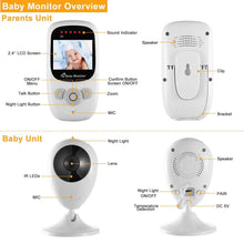 Load image into Gallery viewer, Video Baby with Digital Camera Infrared Night Viion