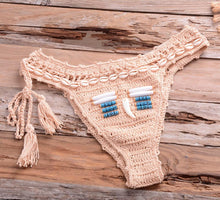 Load image into Gallery viewer, Vintage Blue Bikinis 2 Piece Halter Bikini Set Women High Waist Sequin Swimsuit Set Handmade Crochet High Quality Swimsuit Women Push Up Swimwear Knitted Beach Wear Bathing Suit